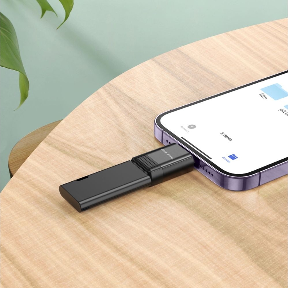 Адаптер переходник Borofone BV18, Lightning на USB 2.0, чорний