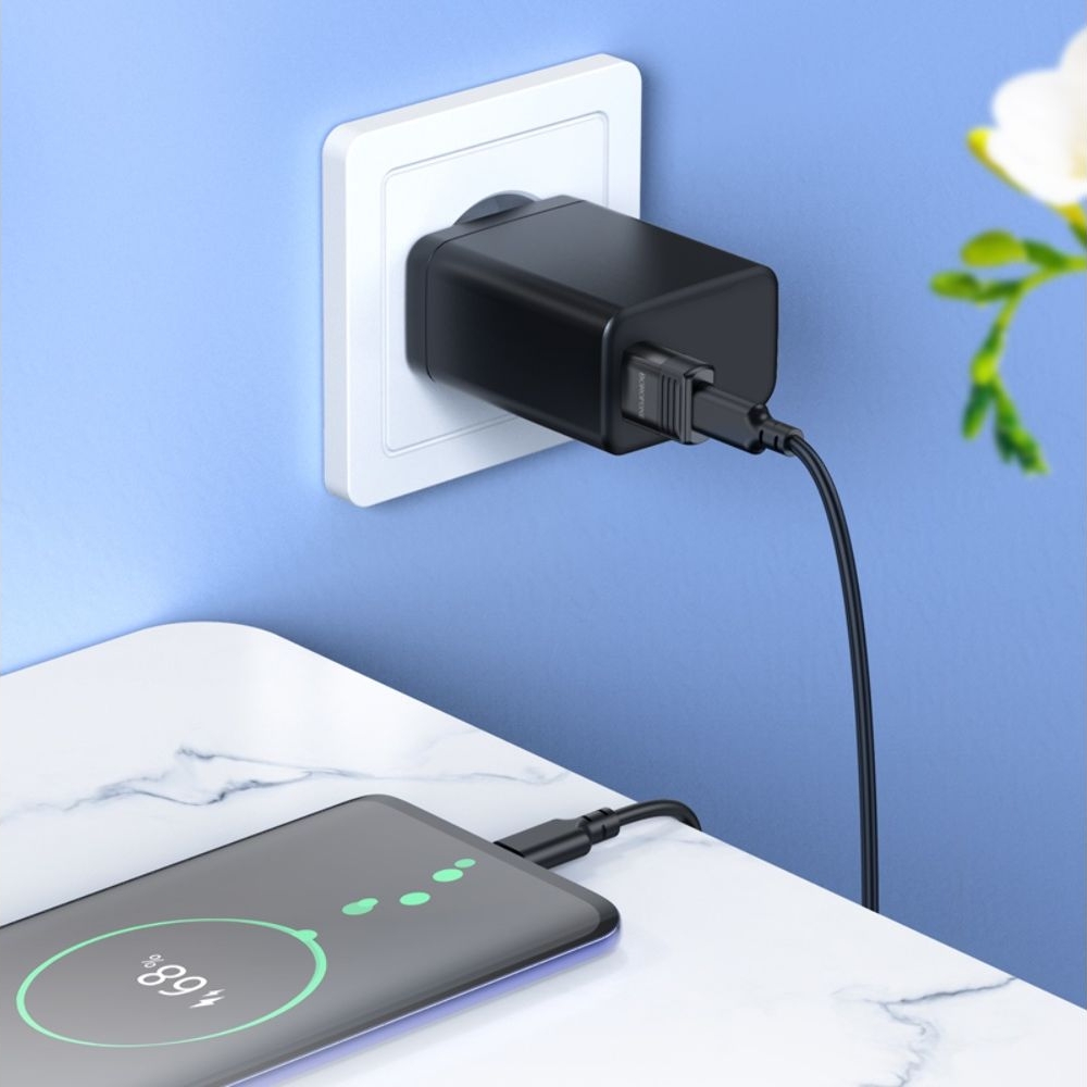 Адаптер переходник Borofone BV18, Type-C на USB 2.0, чорний