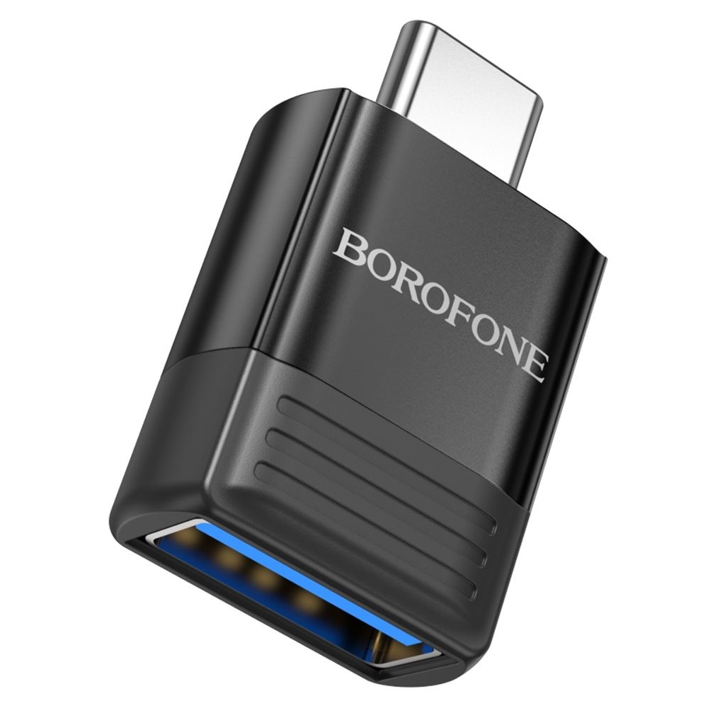 Адаптер переходник Borofone BV18, Type-C на USB 3.0, чорний