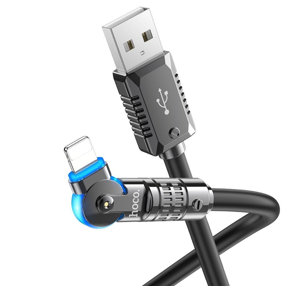 USB-кабель Hoco U118, USB на Lightning, 120 см, чорний