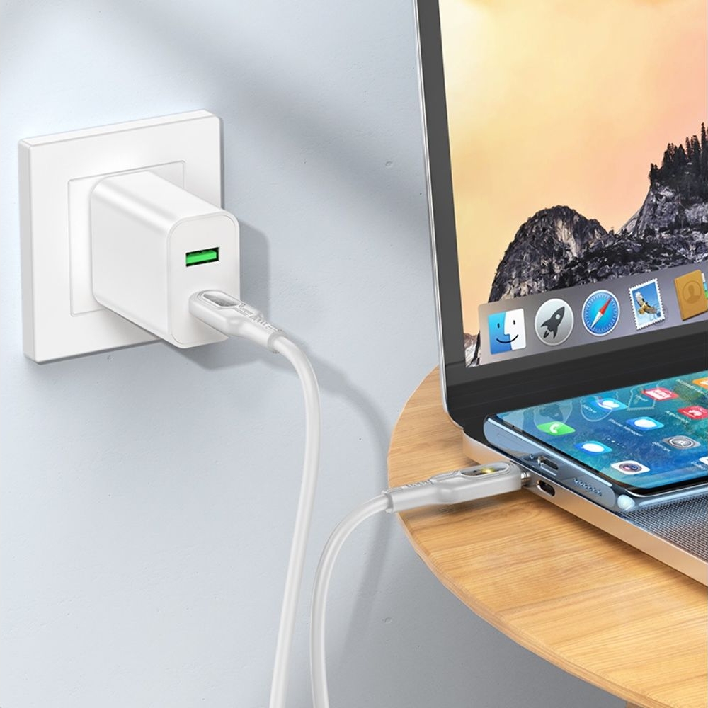 USB-кабель Hoco U120, Type-C на Type-C, Power Delivery (60 Вт), 100 см, сірий