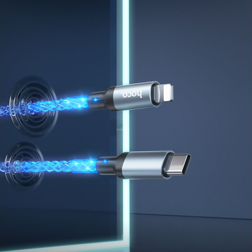 USB-кабель, Type-C на Lightning Hoco U112, 100 см, сірий
