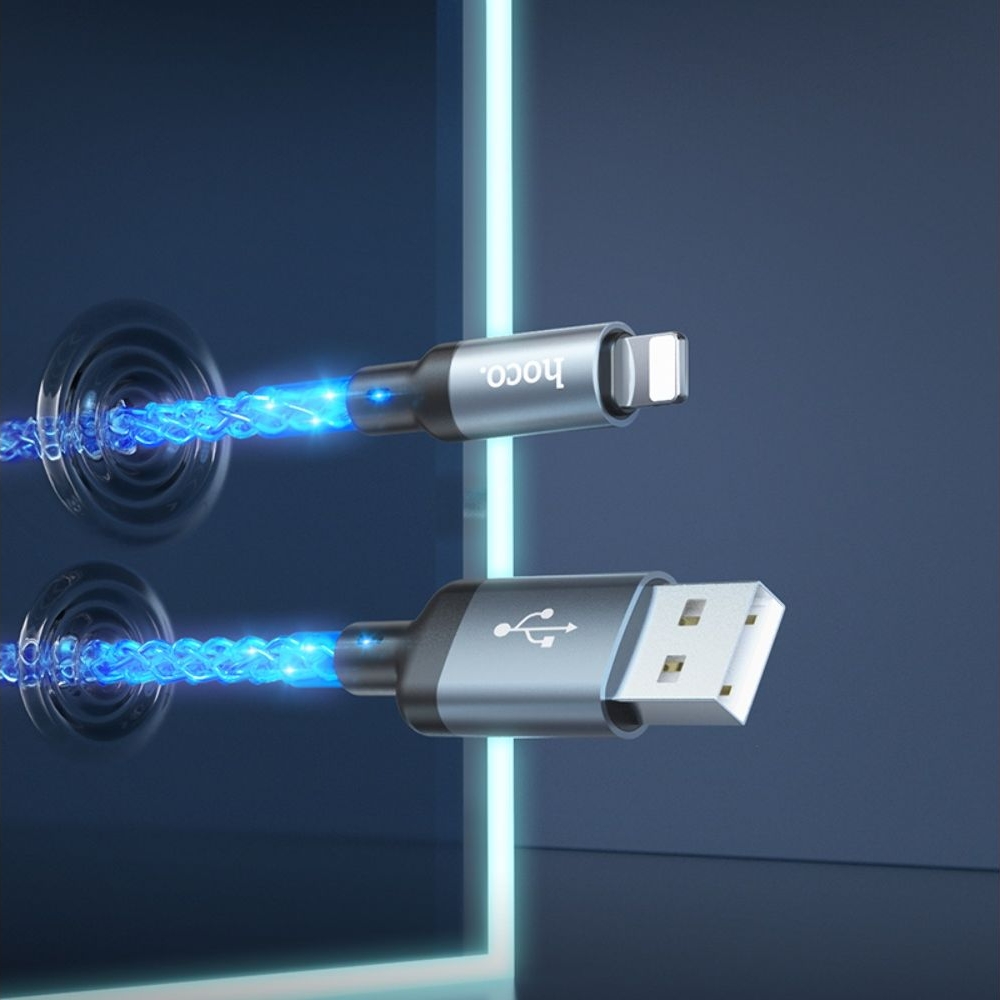 USB-кабель, USB на Lightning Hoco U112 2.4A, 100 см, сірий