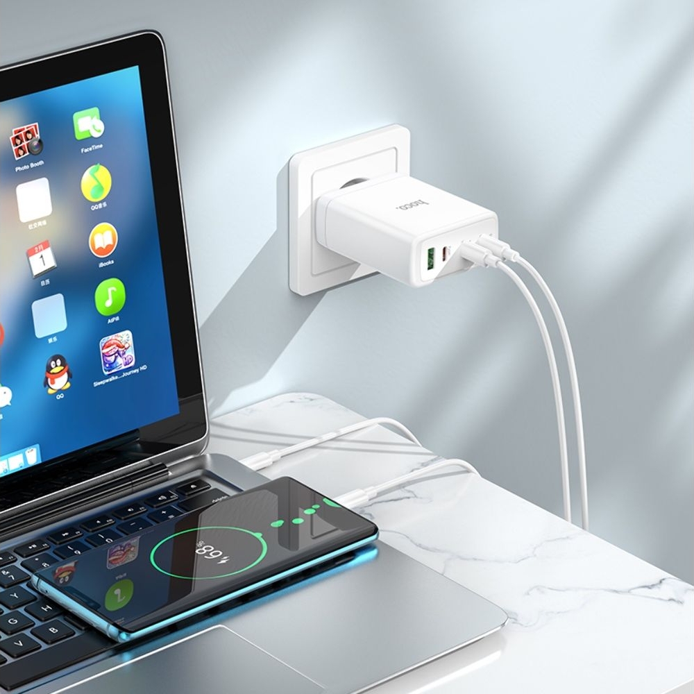 Сетевое зарядное устройство Hoco N31, PowerDelivery (100 Вт), 3C1A, белое