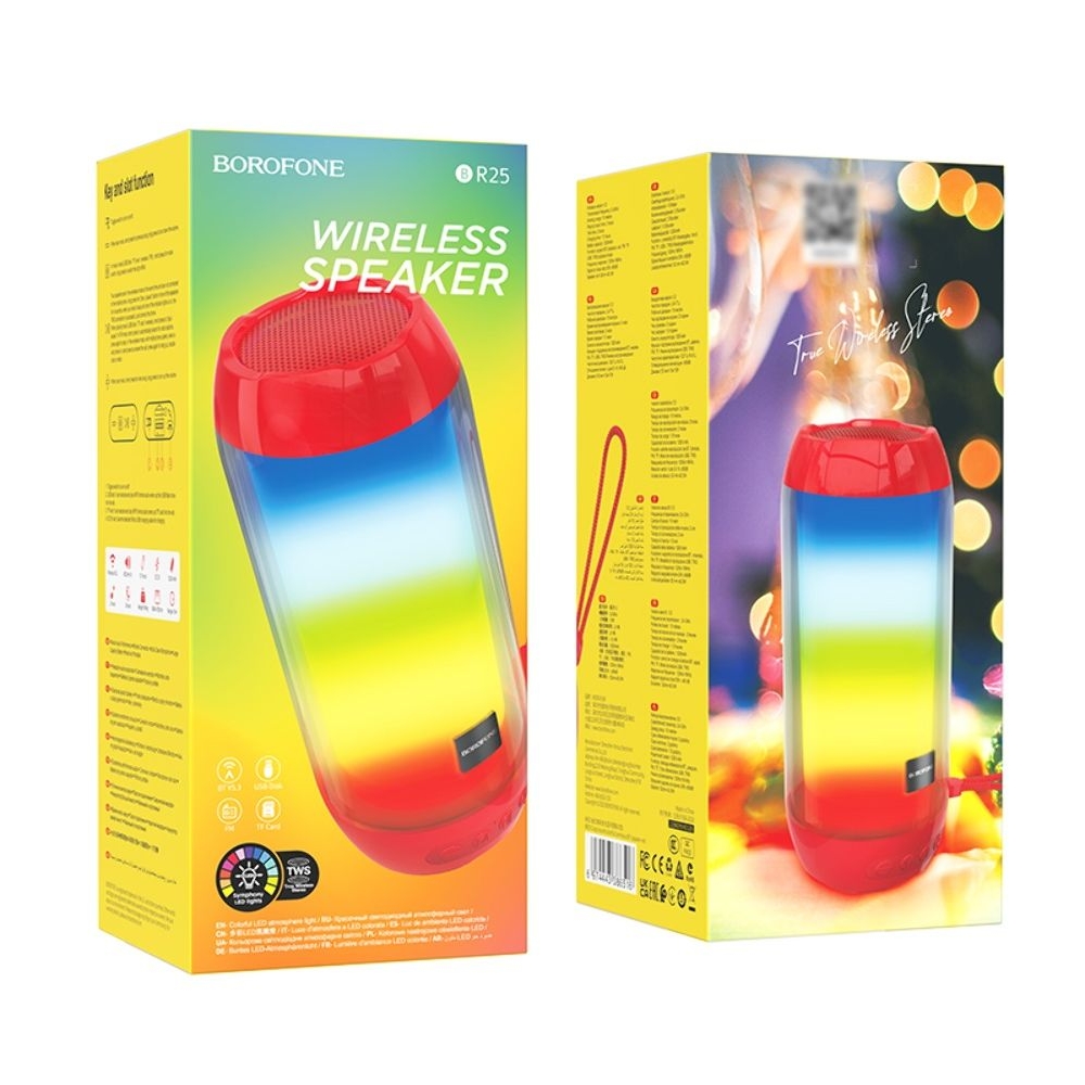 Бездротова колонка Borofone BR25, со светомузыкой, красная | беспроводная колонка