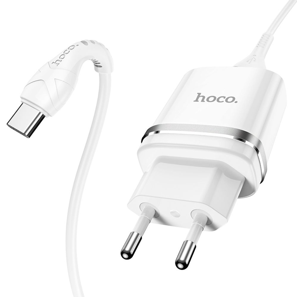 Сетевое зарядное устройство Hoco N1, 1 USB, белое, с кабелем Type-C