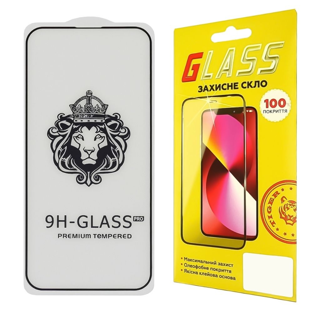 Захисне скло Apple iPhone 15 Pro Max, чорне, Lion, iNobi, Full Glue, клей на усій поверхні, 0.3 мм, 2.5D, сумісне з чохлом | Закаленное защитное стекло