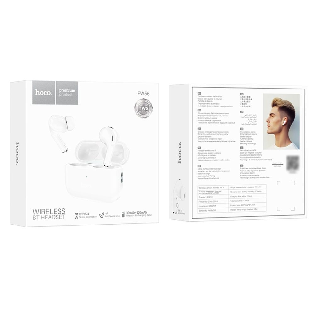Наушники Hoco EW56 TWS, беспроводные, вакуумные, белые
