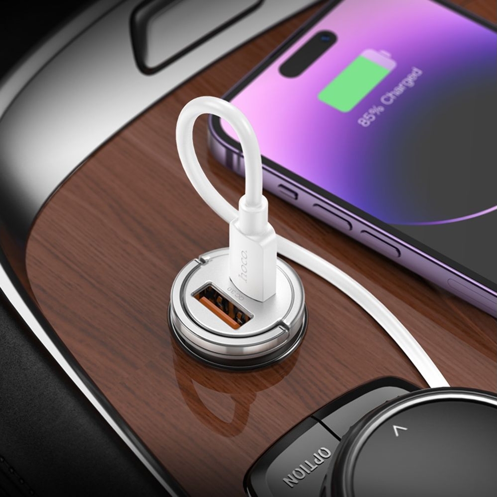 Автомобильний зарядний пристрій Hoco NZ10, USB, Type-C, PD, 45W, серебристое | зарядка, зарядное устройство