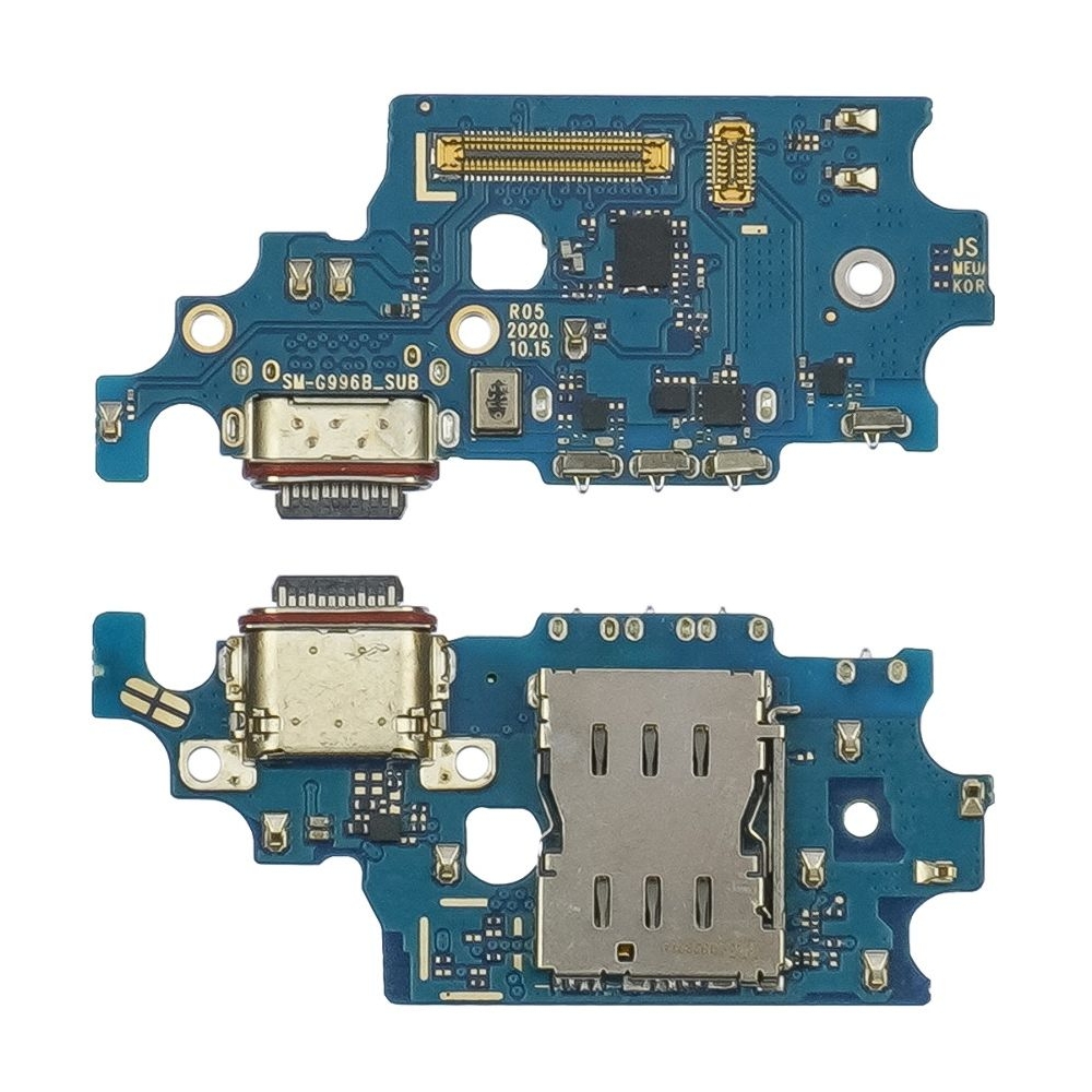 Плата зарядки Samsung SM-G996 Galaxy S21 Plus 5G, шлейф коннектора зарядки, с микрофоном, с коннектором SIM-карты, High Copy
