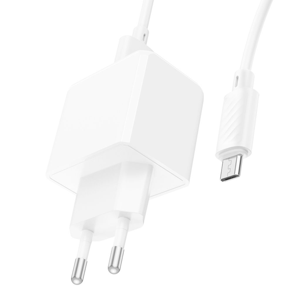 Сетевое зарядное устройство Hoco CS11A, USB, белое, с кабелем USB на MicroUSB