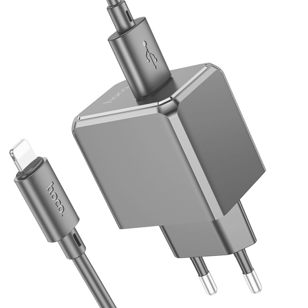 Сетевое зарядное устройство Hoco CS11A, USB, черное, с кабелем USB на Lightning