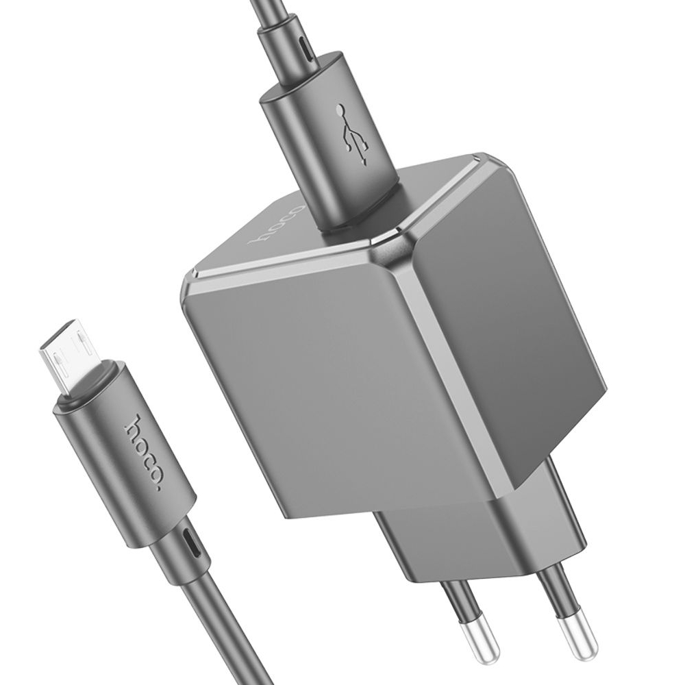 Сетевое зарядное устройство Hoco CS11A, USB, черное, с кабелем USB на MicroUSB