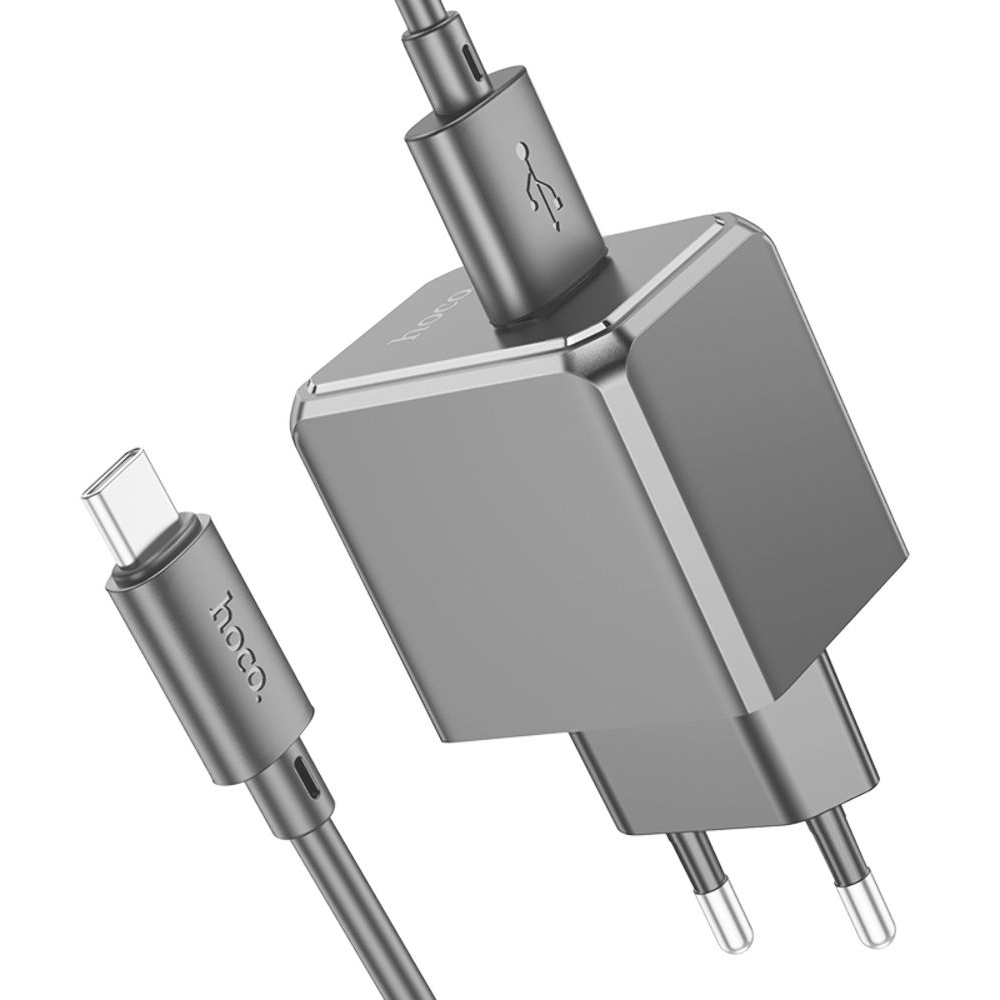 Сетевое зарядное устройство Hoco CS11A, USB, черное, с кабелем USB на Type-C
