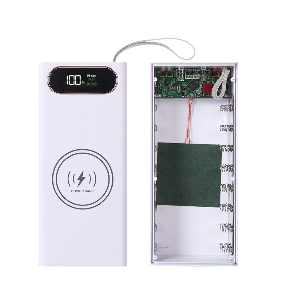 Корпус Multi-powerbank L16, под элементы 18650 до 16 шт, 22.5+15W, с беспроводной зарядкой и фонарём, білий