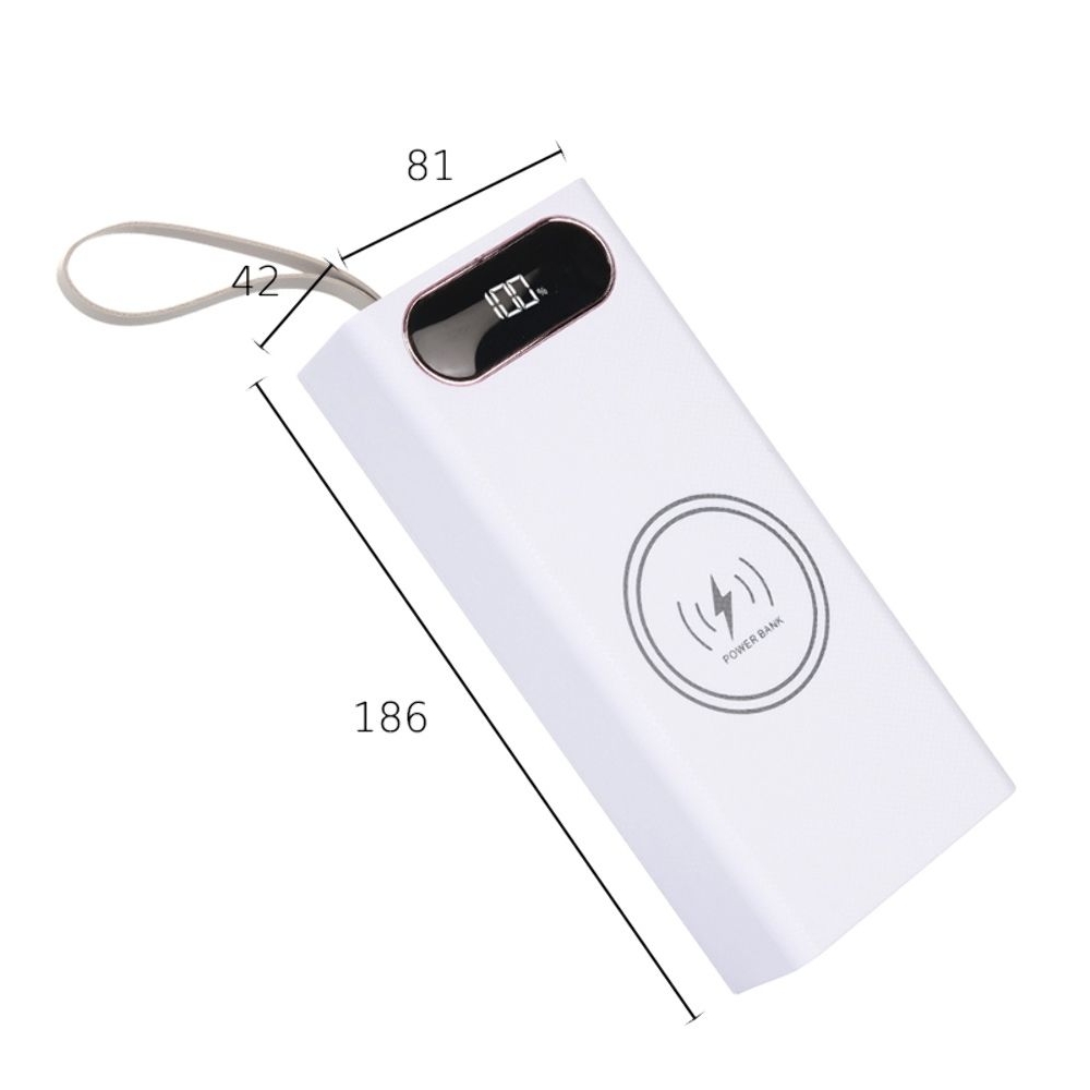 Корпус Multi-powerbank L16, под элементы 18650 до 16 шт, 22.5+15W, с беспроводной зарядкой и фонарём, білий