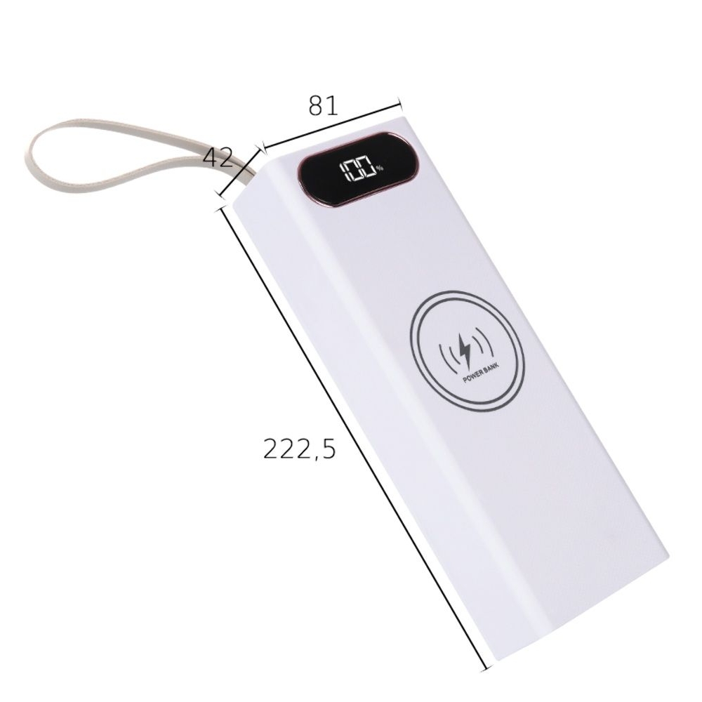 Корпус Multi-powerbank L20, под элементы 18650 до 20 шт, 22.5+15W, с беспроводной зарядкой и фонарём, білий