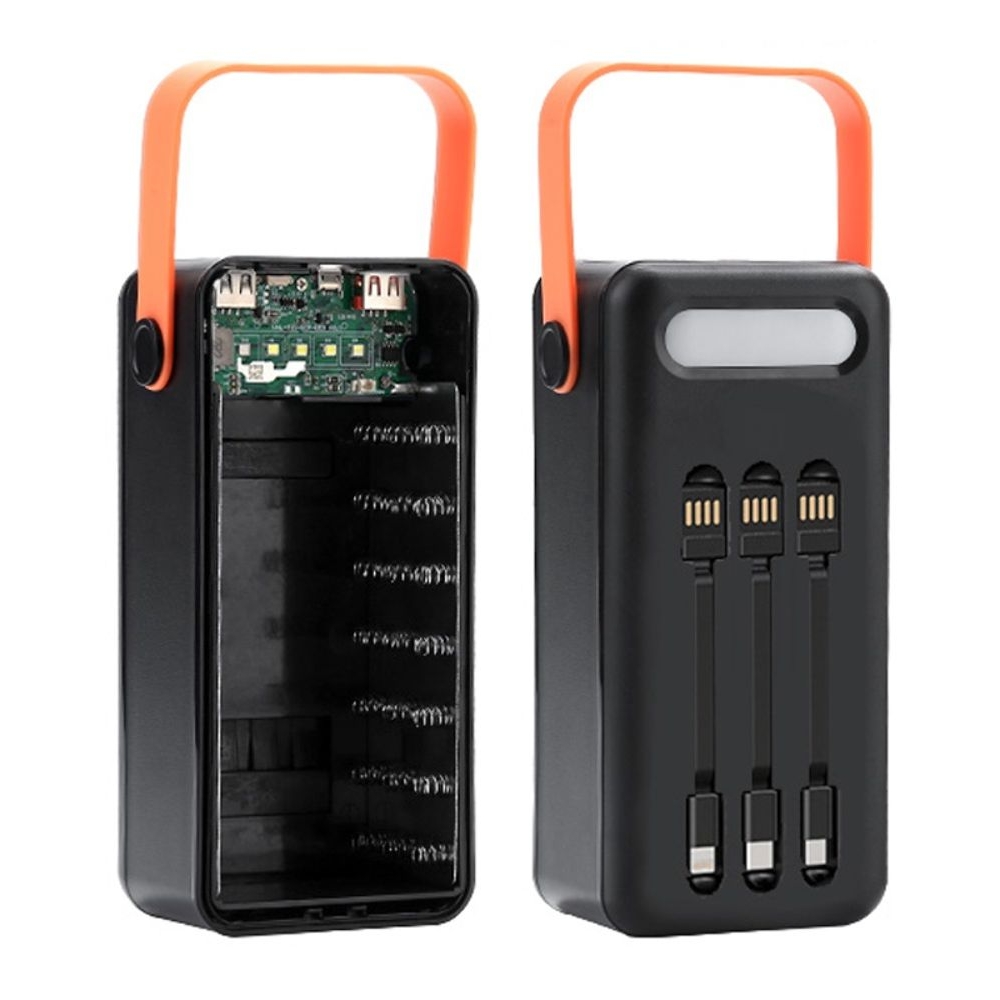 Корпус Multi-powerbank S21, под элементы 18650 до 21 шт, 22.5W, с фонарём, чорний