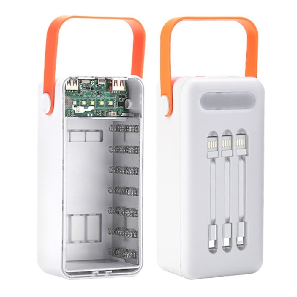 Корпус Multi-powerbank S21, под элементы 18650 до 21 шт, 22.5W, с фонарём, білий