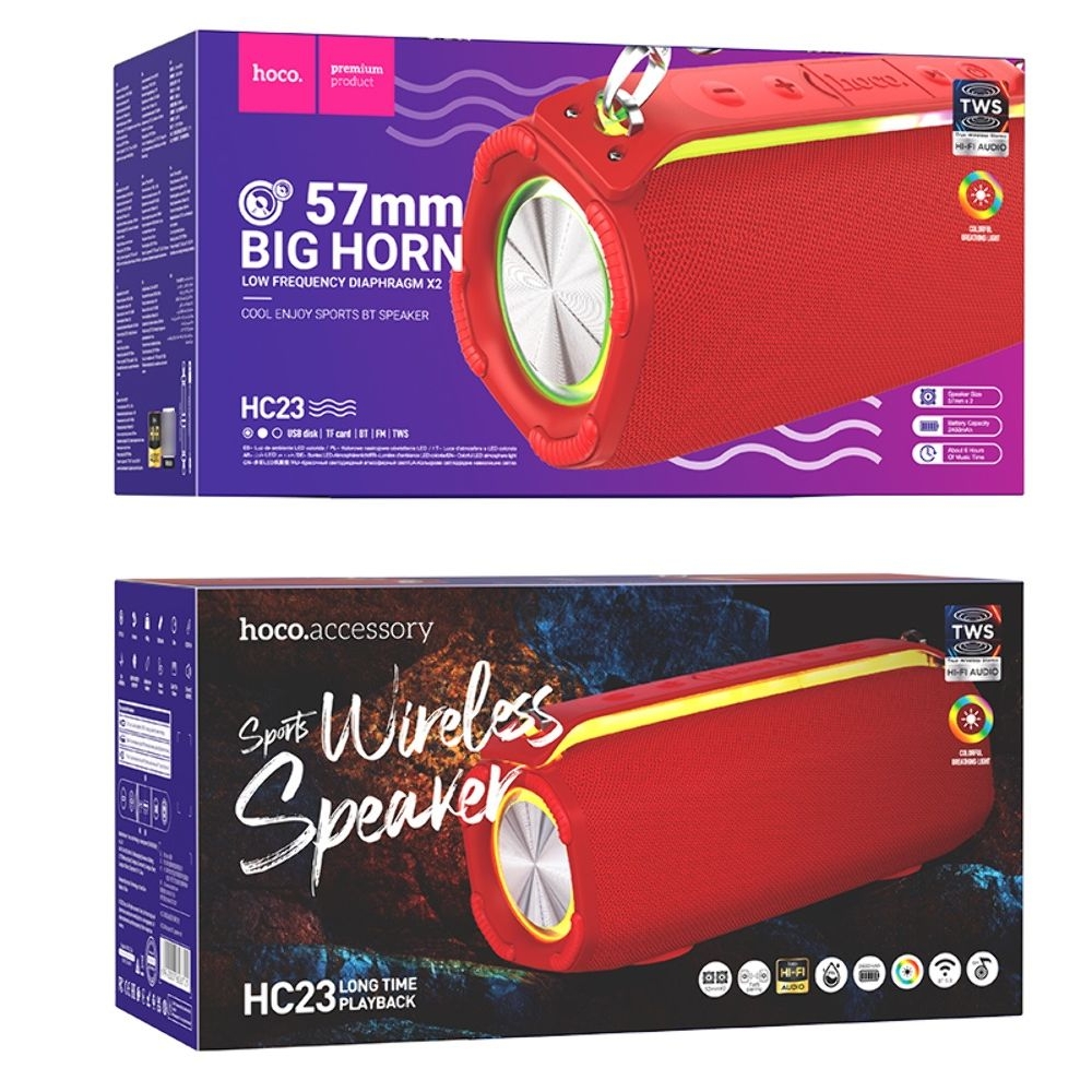 Бездротова колонка Hoco HC23, со светомузыкой, красная | беспроводная колонка