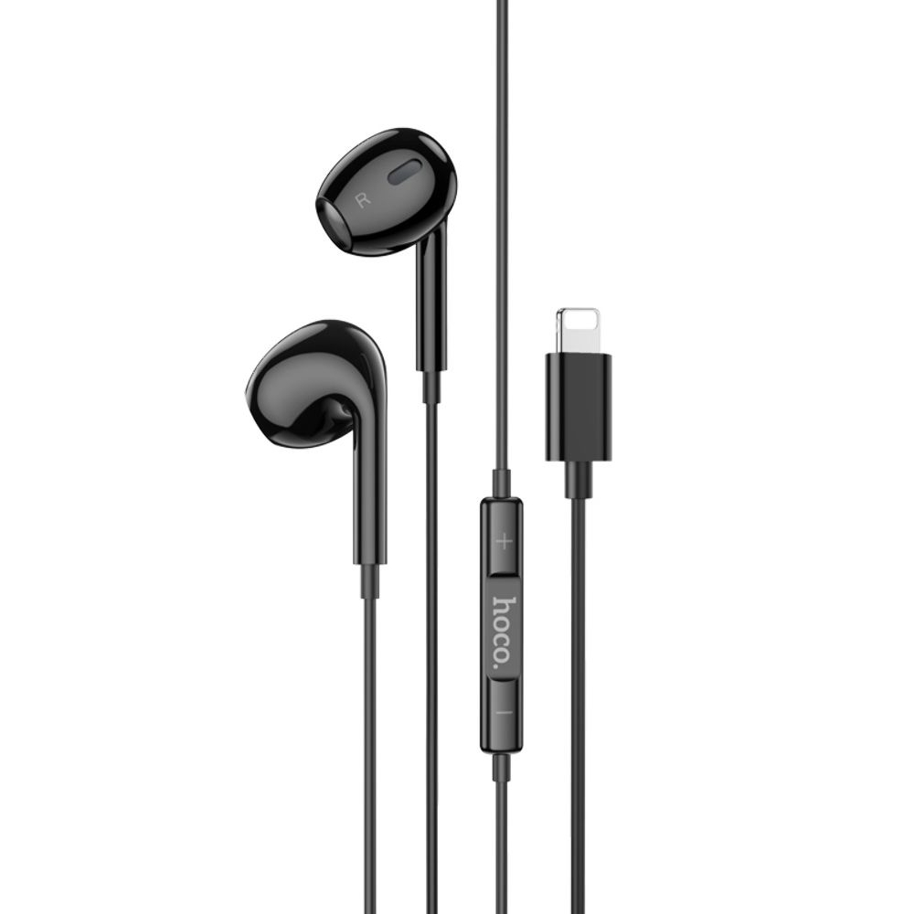 Наушники проводные вкладыши Hoco M111 Max, с микрофоном, Lightning, черные