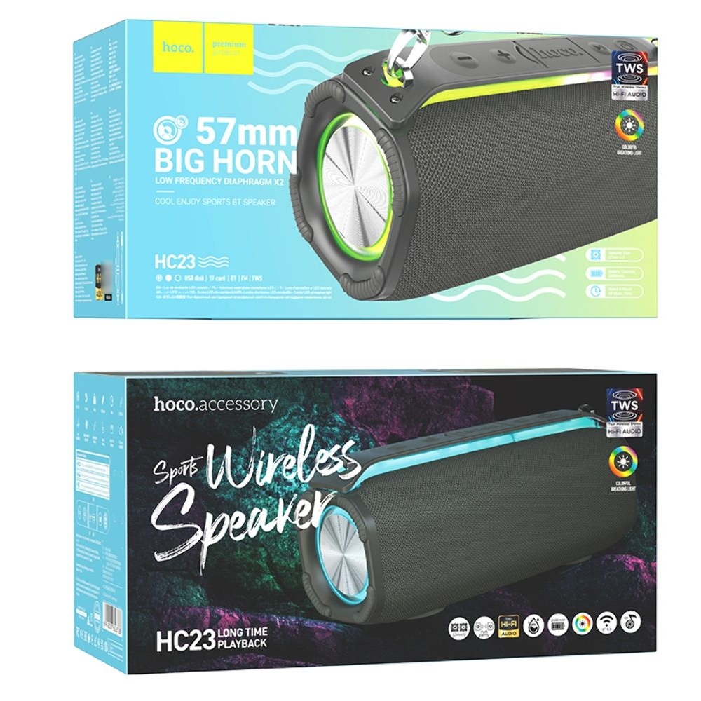 Бездротова колонка Hoco HC23, со светомузыкой, серая | беспроводная колонка