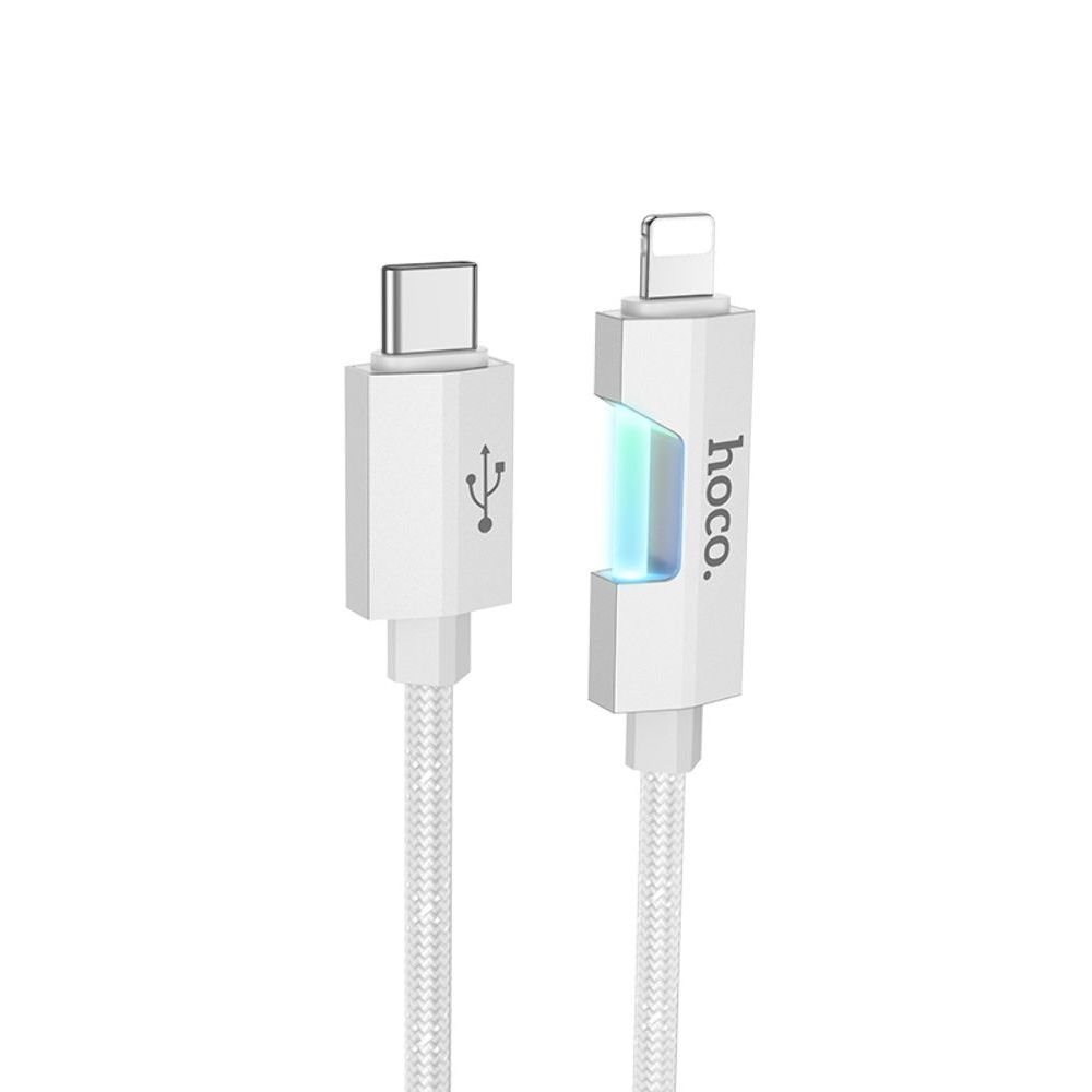 USB-кабель Hoco U123, Type-C на Lightning, 27 Вт, 100 см, сірий