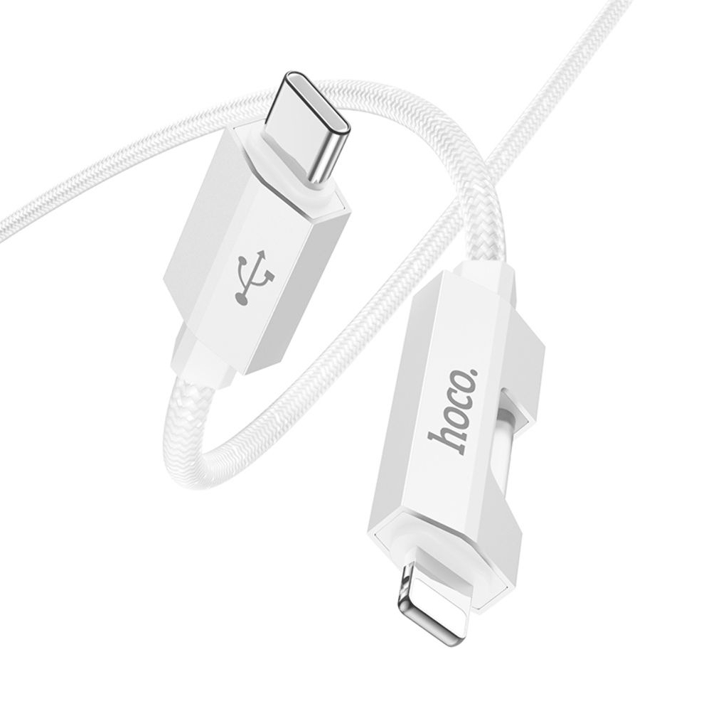 USB-кабель Hoco U123, Type-C на Lightning, 27 Вт, 100 см, сірий