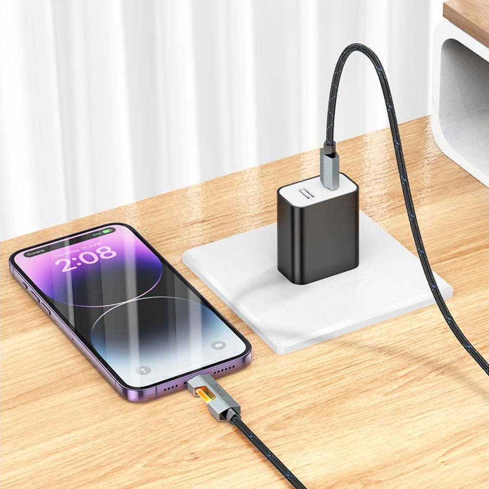 USB-кабель Hoco U123, Type-C на Lightning, 27 Вт, 100 см, чорний