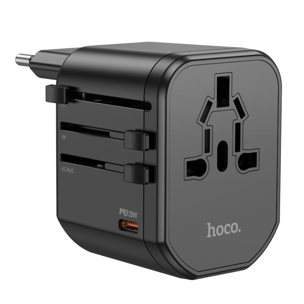 Сетевое зарядное устройство Hoco AC15, 2 USB, Type-C, черное