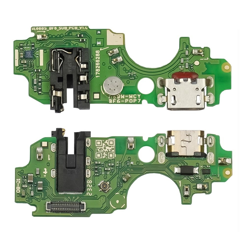 Плата зарядки Tecno Pop 7, BF4, шлейф коннектора зарядки, с микрофоном, High Copy