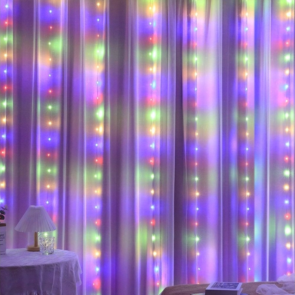 Светодиодная гирлянда USB штора RGB, 3x3 м, 8 режимов, с пультом