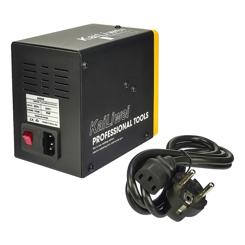Паяльная станция KaiLiwei 8589D, фен с датчиком наклона (700W), паяльник с термоэлементом Hakko (60W), цифровая индикация