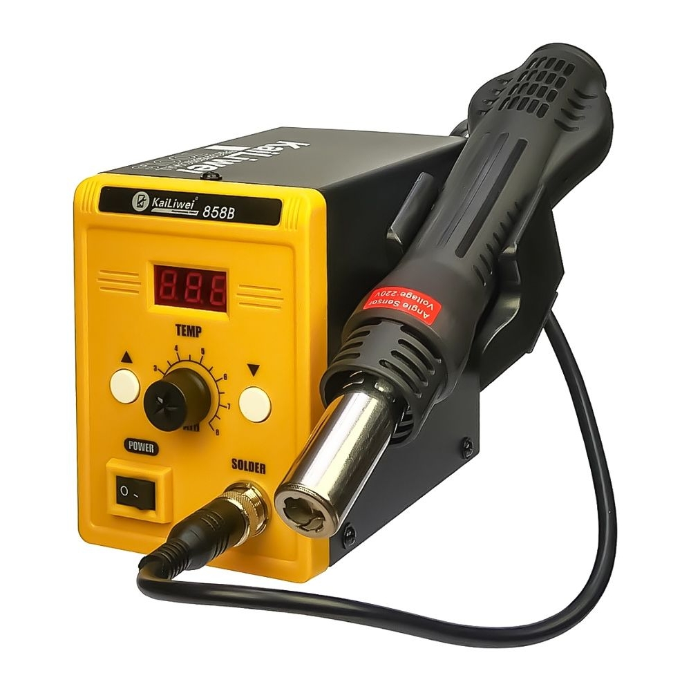 Паяльная станция KaiLiwei 858B, фен с датчиком наклона, цифровая индикация (220V, 700W)