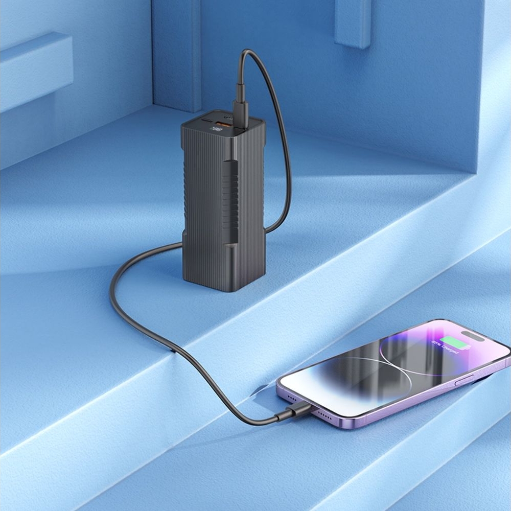 Power bank Hoco Q15, 10000mAh, PD, 22.5W, с фонарем, чорний