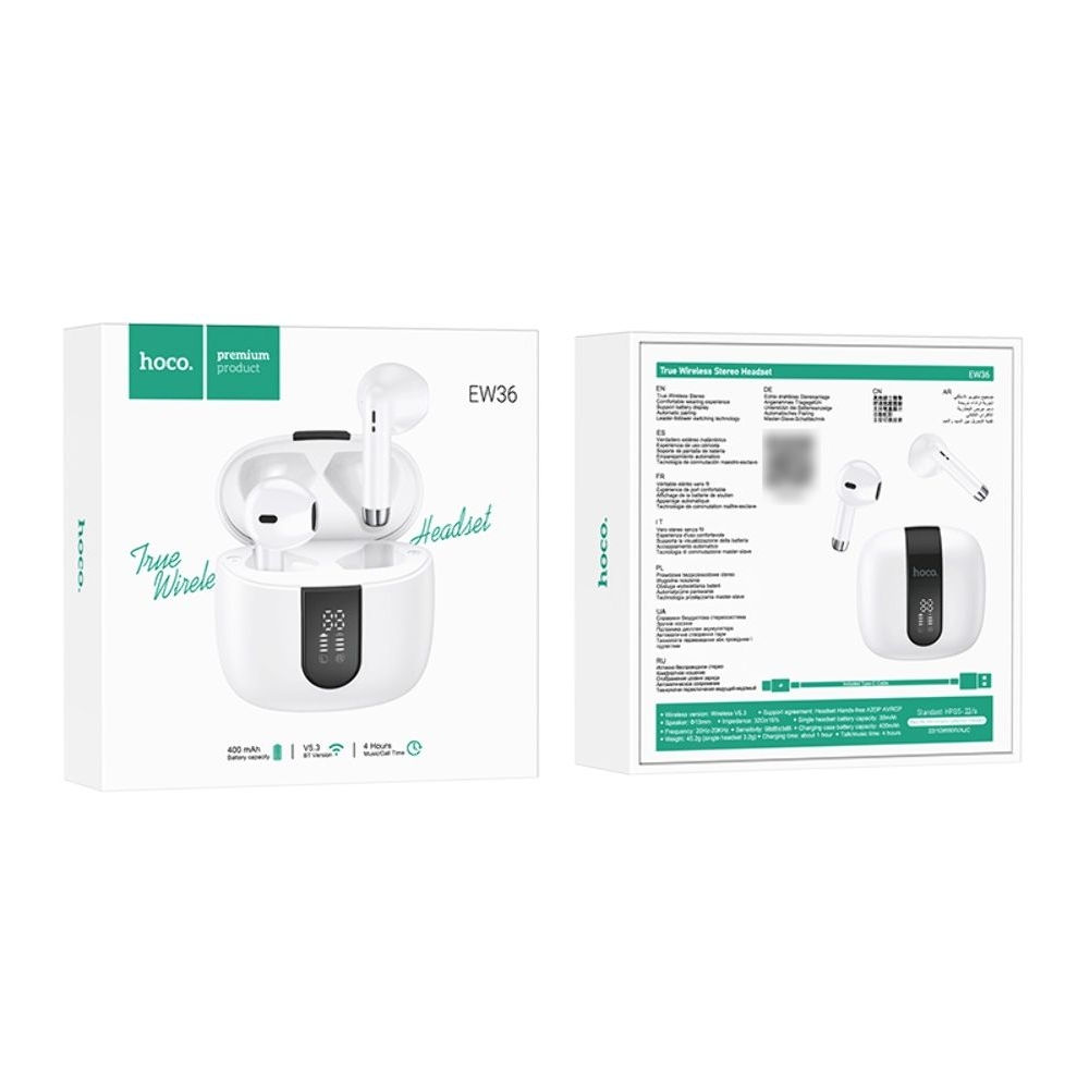 Наушники беспроводные вкладыши Hoco EW36 TWS, белые