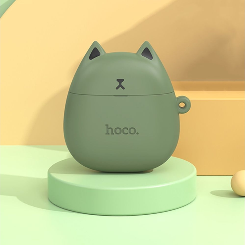 Наушники беспроводные вкладыши Hoco EW45 TWS Cat Ear forest cat, зеленые