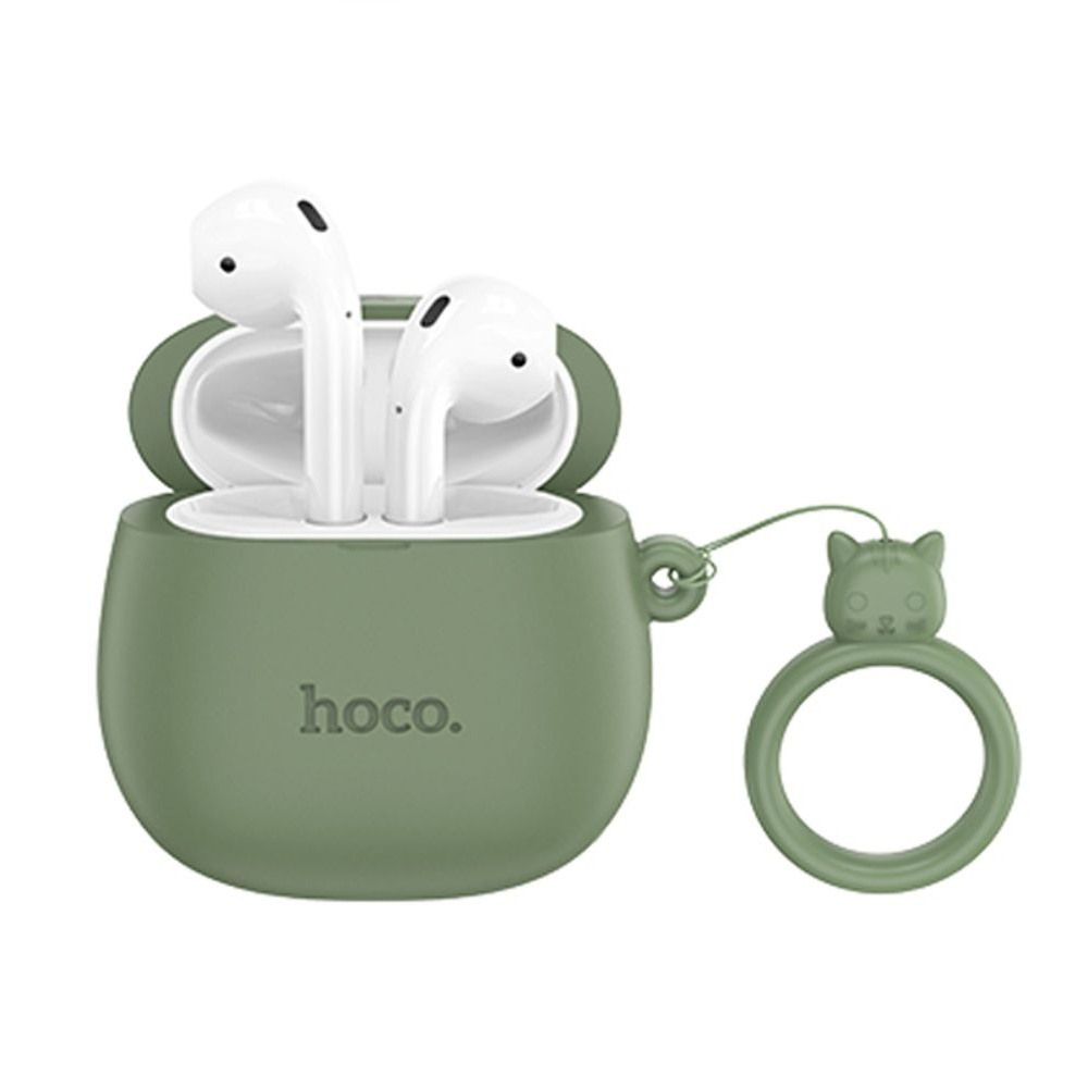 Наушники беспроводные вкладыши Hoco EW45 TWS Cat Ear forest cat, зеленые