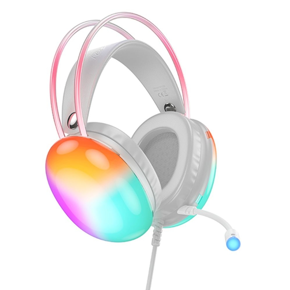 Наушники проводные полноразмерные Hoco W109, с микрофоном и подсветкой, белые