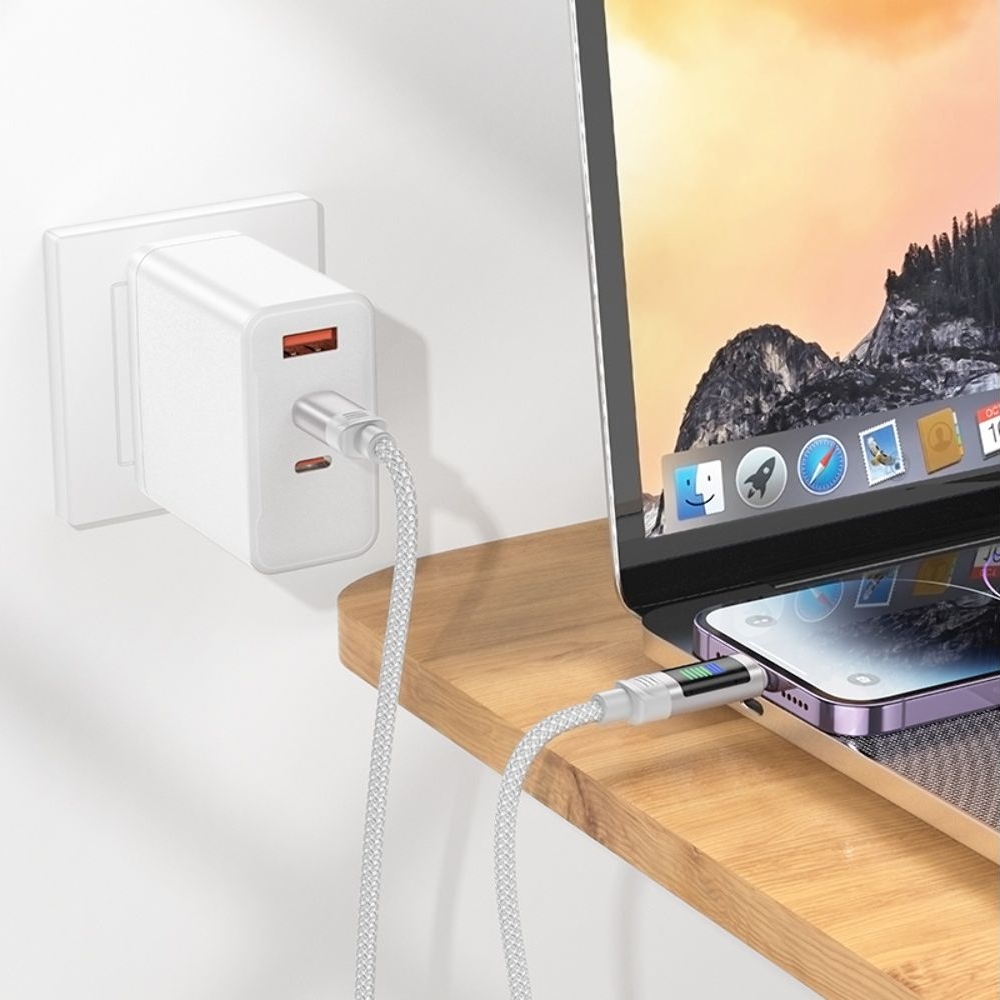 Кабель Hoco U126 Type-C to Lightning 1m серый