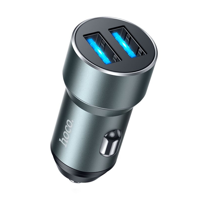 Автомобильний зарядний пристрій Hoco DZ17 2 USB серое | зарядка, зарядное устройство