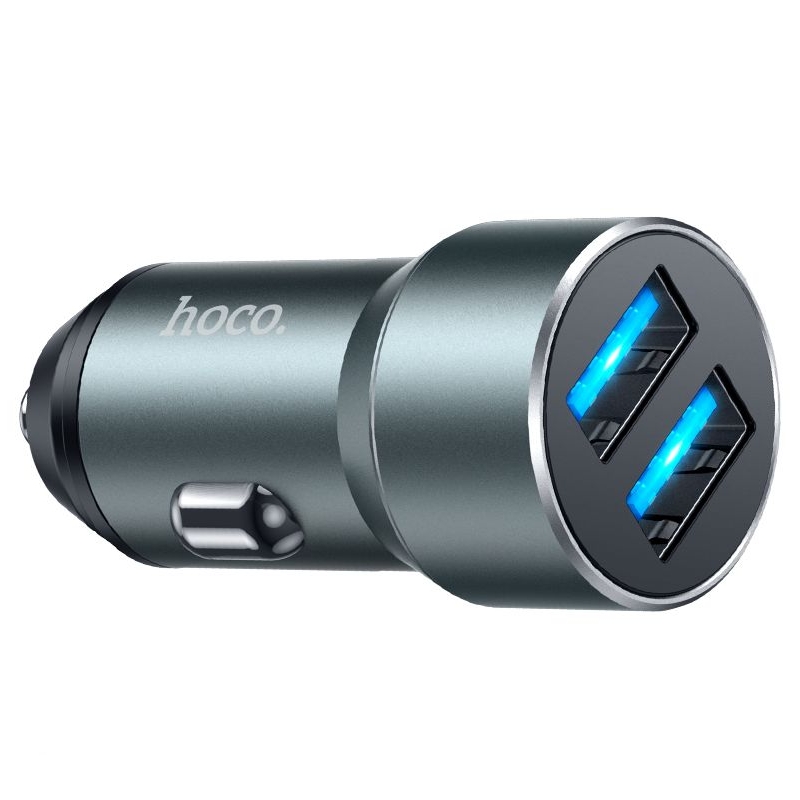 Автомобильний зарядний пристрій Hoco DZ17 2 USB серое | зарядка, зарядное устройство