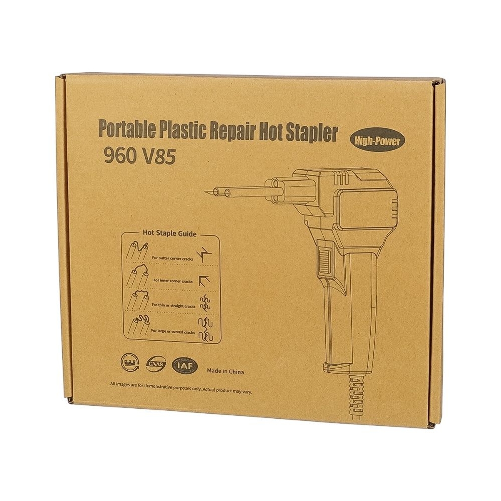 Паяльный набор WEP 960 V85 ремонта пластиковых деталей (термостеплер 85W с подсветкой, кусачки, 400 скоб 0.8 мм)