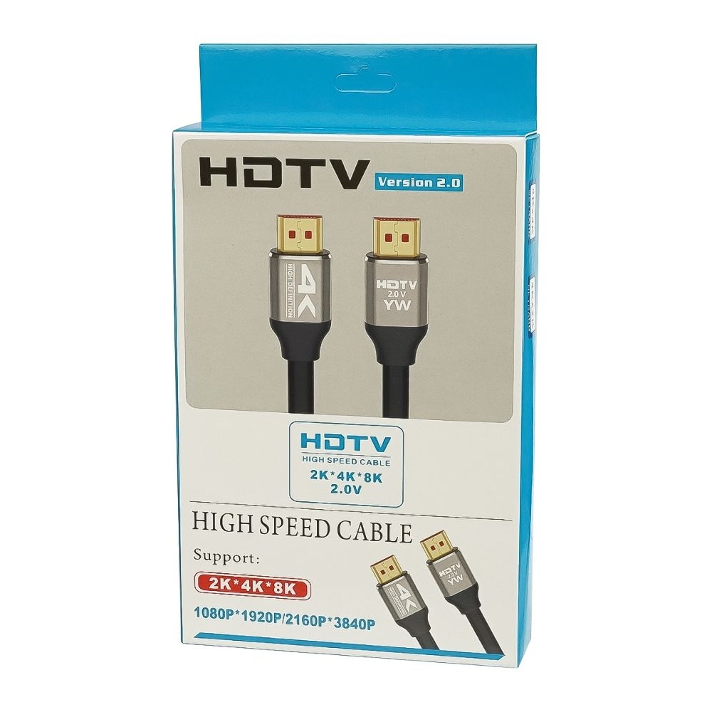 HDMI кабель 2.0V 4K 3840P позолоченными коннекторами 1.5m, чорний