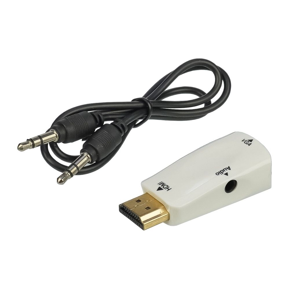 Адаптер переходник HDMI - VGA (F) + AUX (3.5), чорний