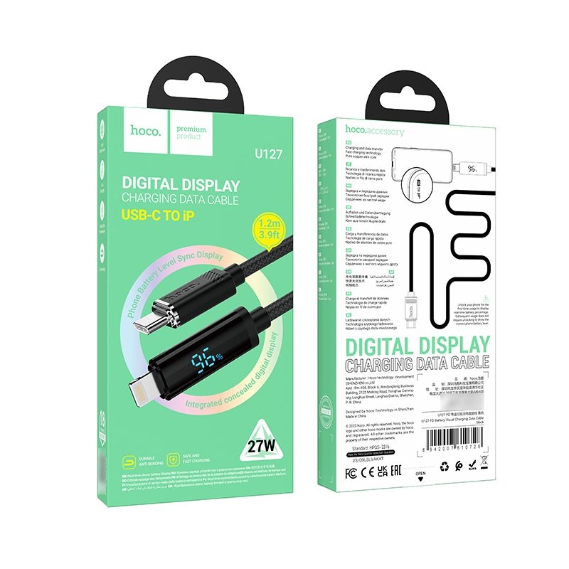 Кабель Hoco U127 Type-C на Lightning, чорний