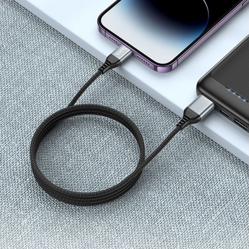 Кабель Hoco U128, 2 в 1, USB/ Type-C на Lightning, 1.2м, чорний