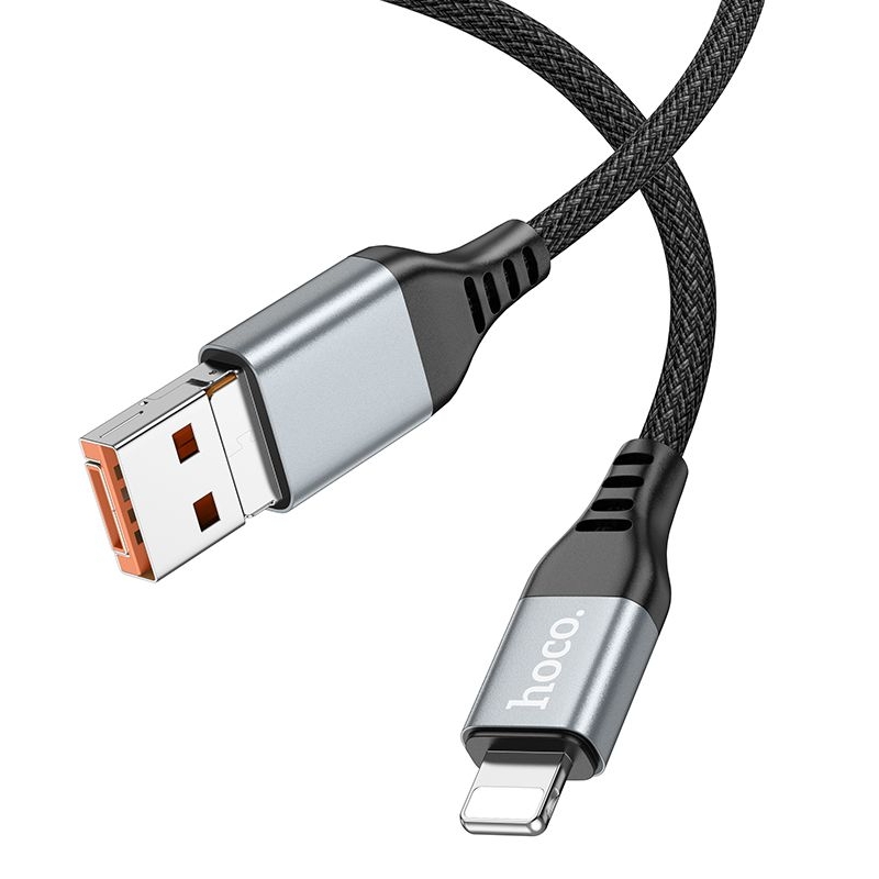 Кабель Hoco U128, 2 в 1, USB/ Type-C на Lightning, 1.2м, чорний