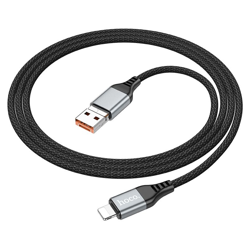 Кабель Hoco U128, 2 в 1, USB/ Type-C на Lightning, 1.2м, чорний
