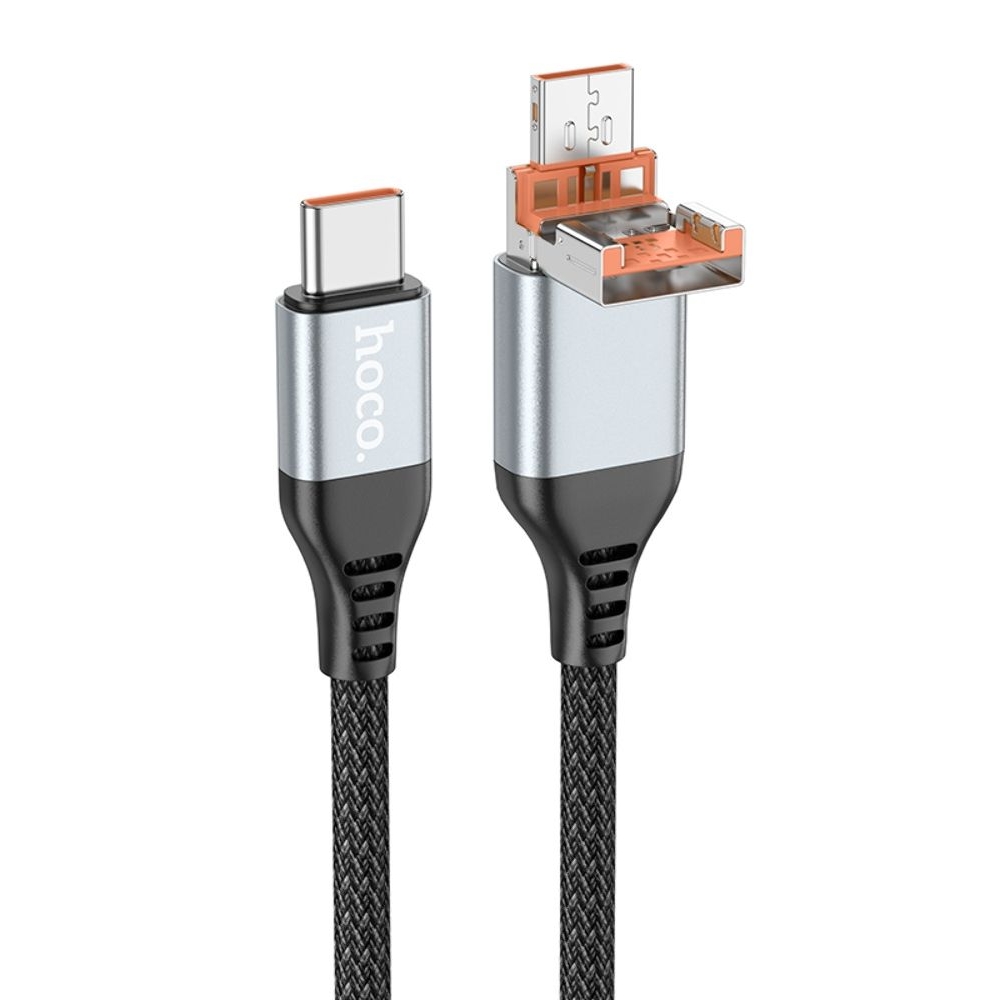 Кабель Hoco U128 2в1 USB/ Type-C на Type-C, чорний